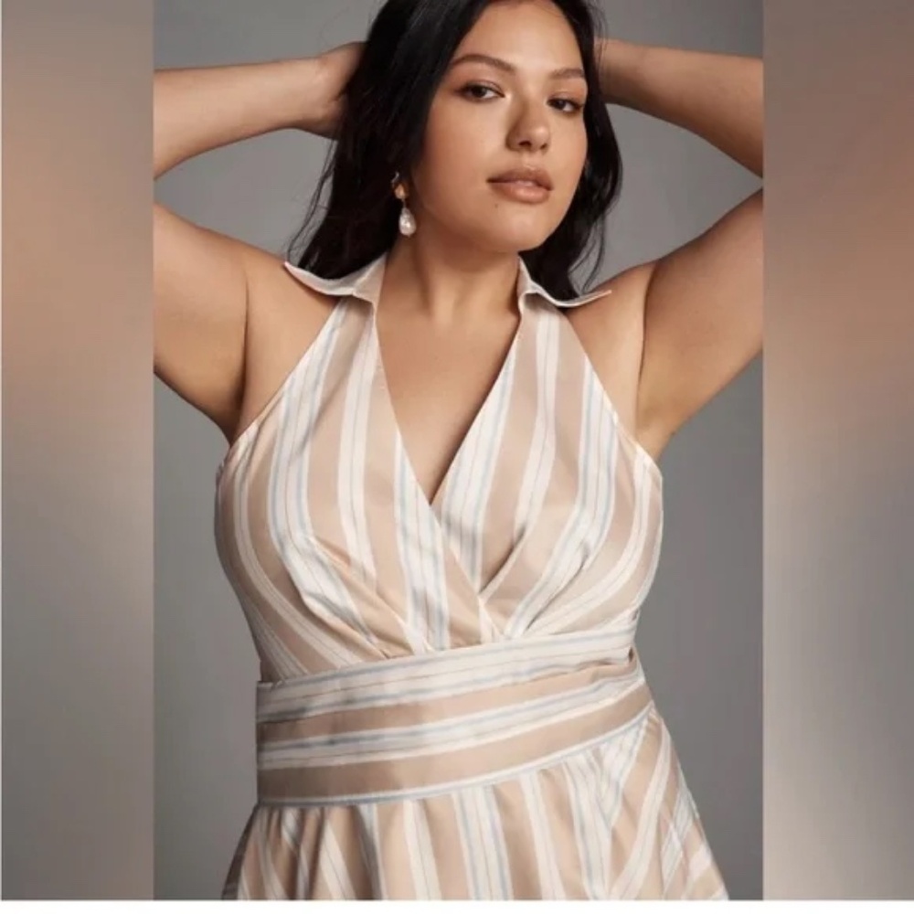 Maeve Anthropologie Halter Dress in Cream and White - Picture 11 of 15